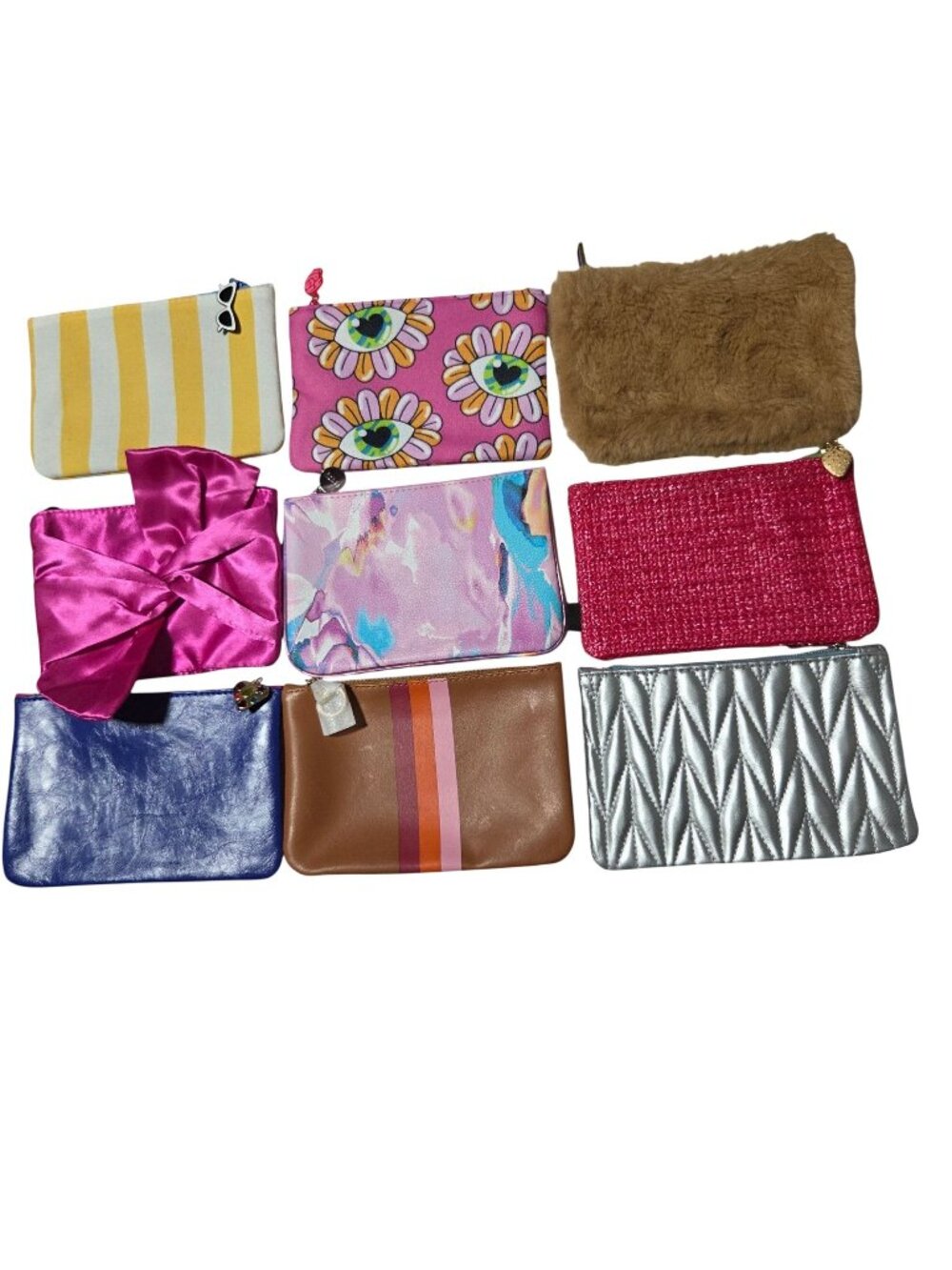 Ipsy Glam Bags Makeup Cosmetics Assorted Lot of 9 Travel Clutch 2 Drawstring